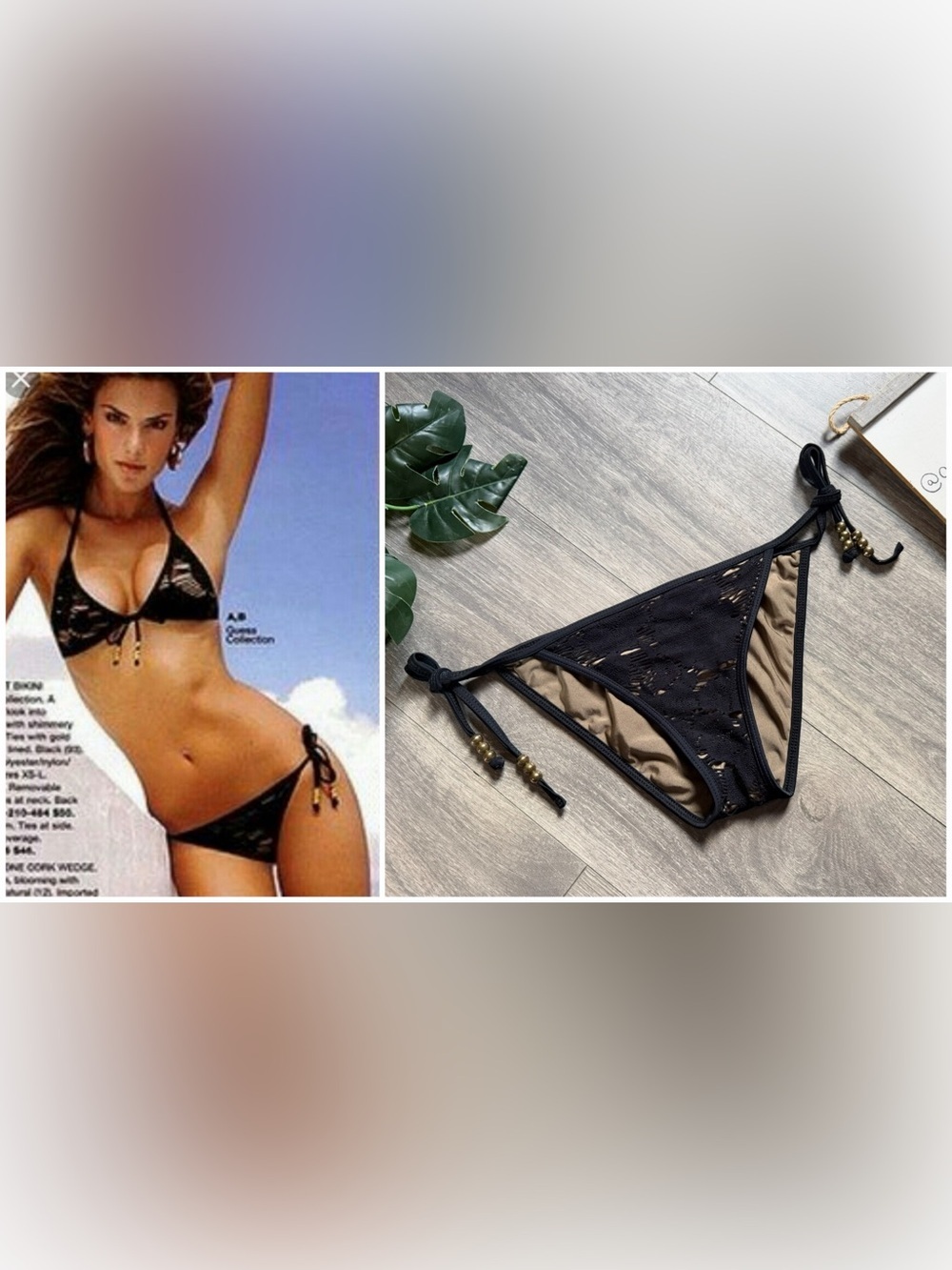Guess for Victoria’s Secret Crochet Lace Overlay Cheeky Low Rise Bikini Bottom S